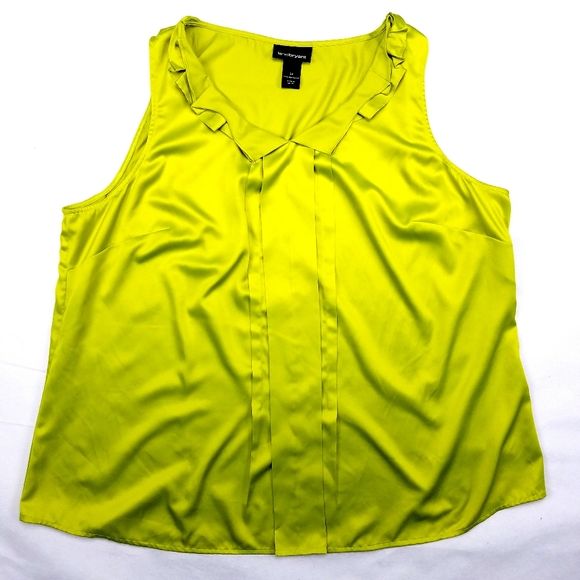 Lane Bryant Tops - Lane Bryant Sleeveless Chartreuse Pleat Ruffle Top